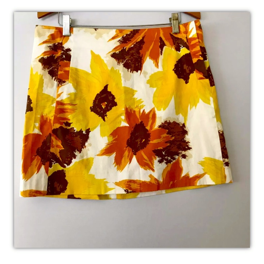 J. Crew stretch floral lined pockets skirt Sz 6